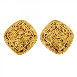 CHANEL Gold Diamond Logo Earrings